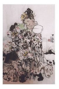 国画 赏荷