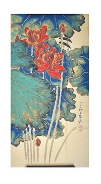 金线荷花图