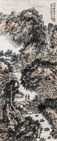 黄叶村 甲子（1984）年作 村头闲话 立轴