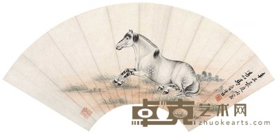马晋 1961年作 神骏蓄势 镜片 20×53.5cm