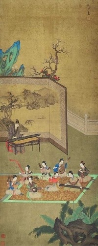 萧晨 宫乐图 立轴