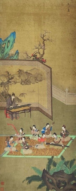 萧晨 宫乐图 立轴