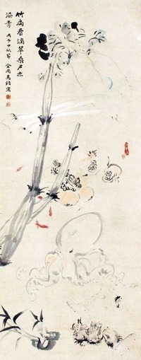 马骀 花卉 立轴