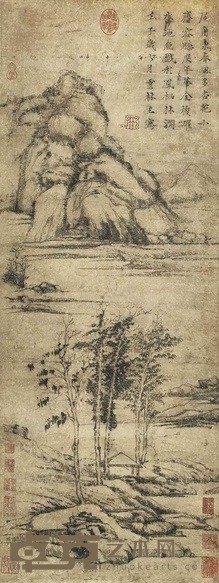 倪瓒 山水 立轴 97×36cm