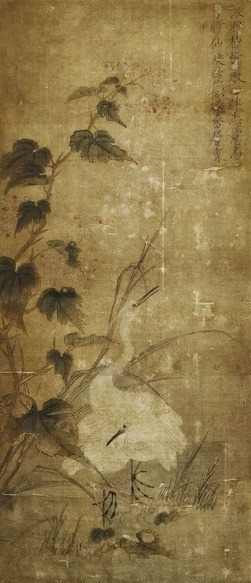 佚名 芙蓉白鹭图 立轴