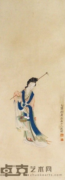 改琦 黛玉葬花 立轴 91×33cm