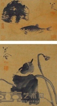 八大山人 花鸟双挖 立轴 尺寸不一