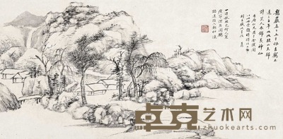 吴湖帆 山麓仙居 镜片 29×59cm