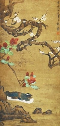 陈洪绶 花鸟 立轴