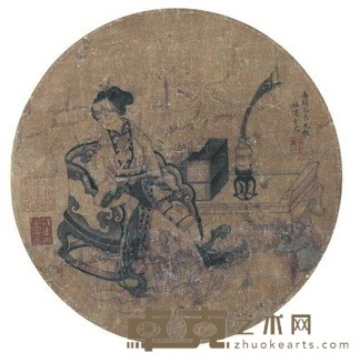 杜陵女史 仕女 立轴 直径26cm