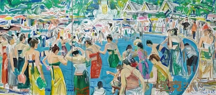 傣家的节日 80×180cm 布面油画 2023