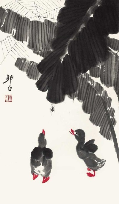 娄师白 双鸭 镜片