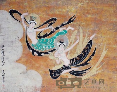 张大千 敦煌人物 立轴 75×95cm