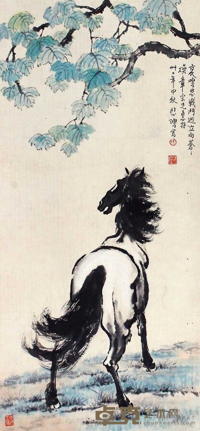 徐悲鸿 立马图 立轴 84×40cm