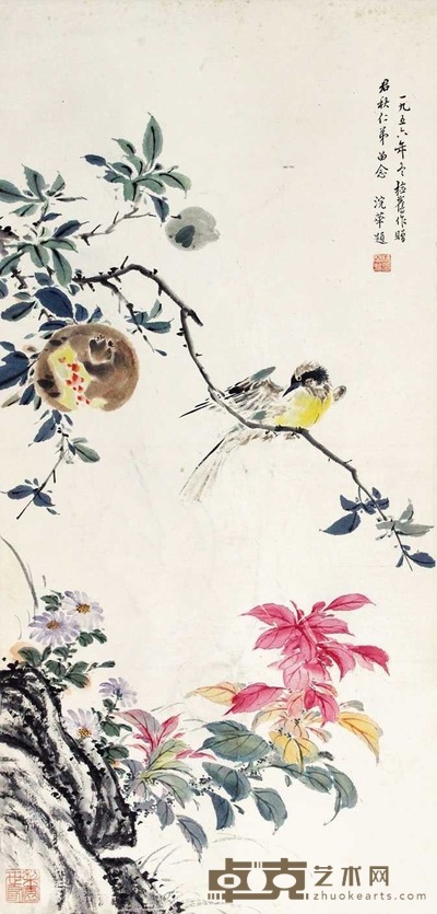 梅兰芳 花鸟 立轴 69×33cm