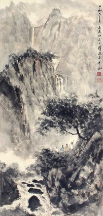 傅抱石 山水人物 立轴