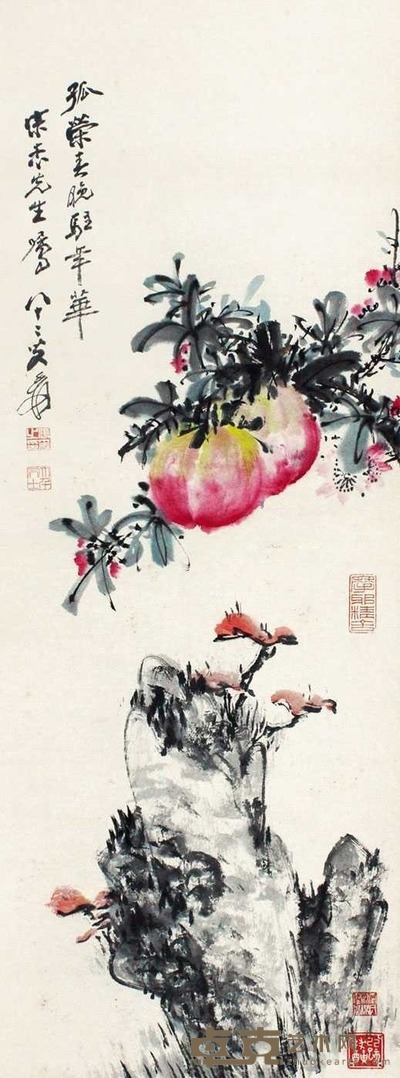 张大千 花卉 立轴 89×33cm