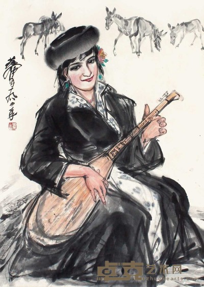 黄胄 人物 立轴 66×47cm