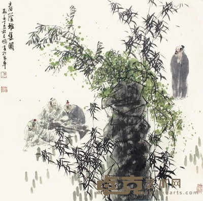 王明明 人物 立轴 67×67cm
