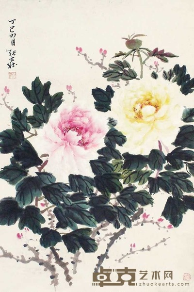 张大壮 牡丹 立轴 69×44cm