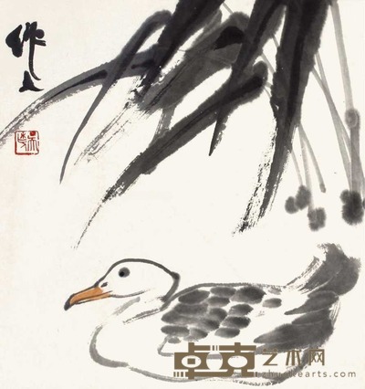 吴作人 花鸟 立轴 34×34cm