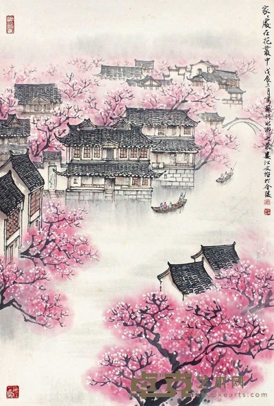 宋文治 江南水乡 立轴 68×46cm