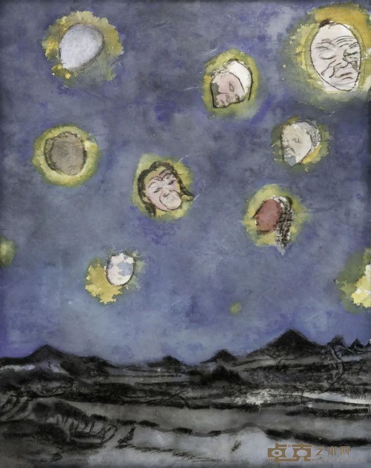 夜空里，2015，纸本水彩，32.5×20cm