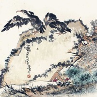 潘天寿 鹰石图 立轴
