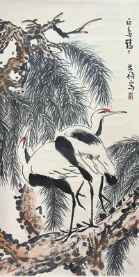 李苦禅款 鹤
