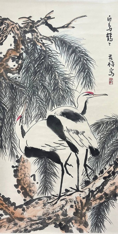李苦禅款 鹤
