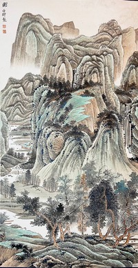 谢稚柳 款 山水图 绫裱立轴