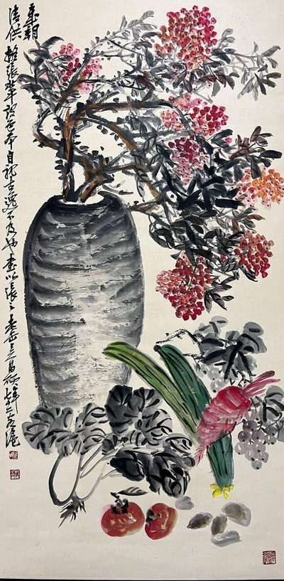 吴昌硕款 清供图