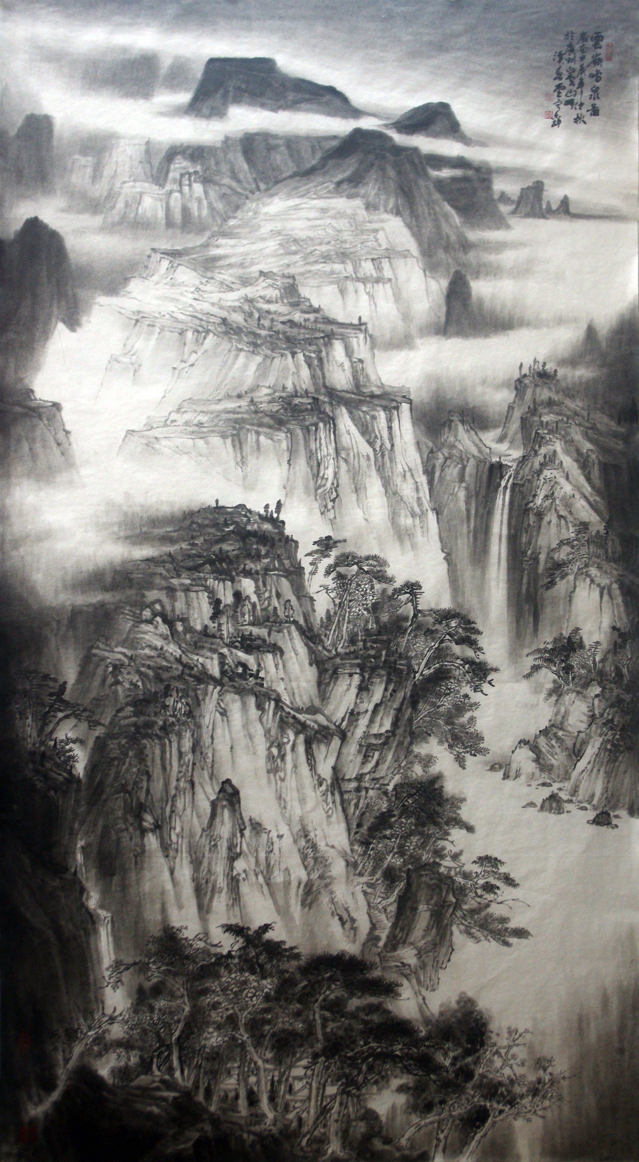 雲嶺鸣泉图180cm×97cm