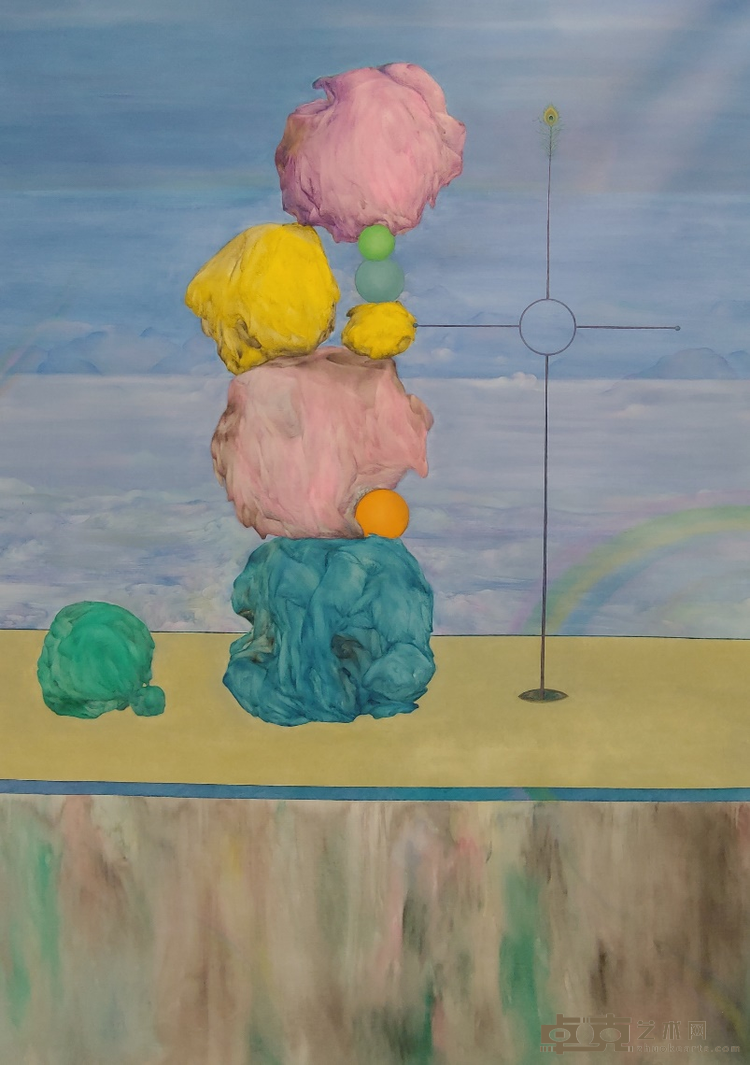 人造生态景观: 他山之石 IIArtificial Ecological Landscapes: Stone from another Mountain II柯荣华 Ke Ronghua布面油画 oil on canvas, 210×143cm, 2023