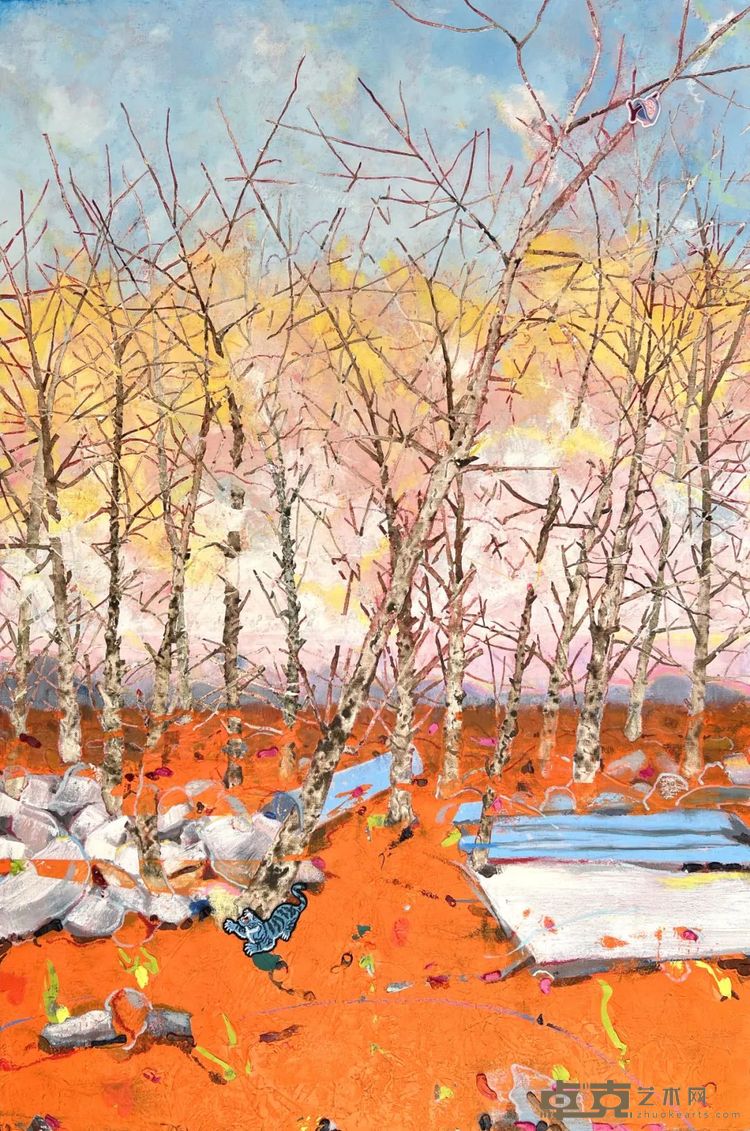 水浒传  Water Margin柯坎法 Ke Kanfa布面油画、刺绣  oil on canvas, embroidery, 150×100cm, 2025