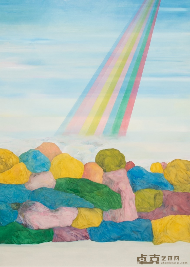 人造生态景观: 霓虹石  Artificial Ecological Landscapes: Neon Stone柯荣华 Ke Ronghua布面油画 oil on canvas, 210×145cm, 2021