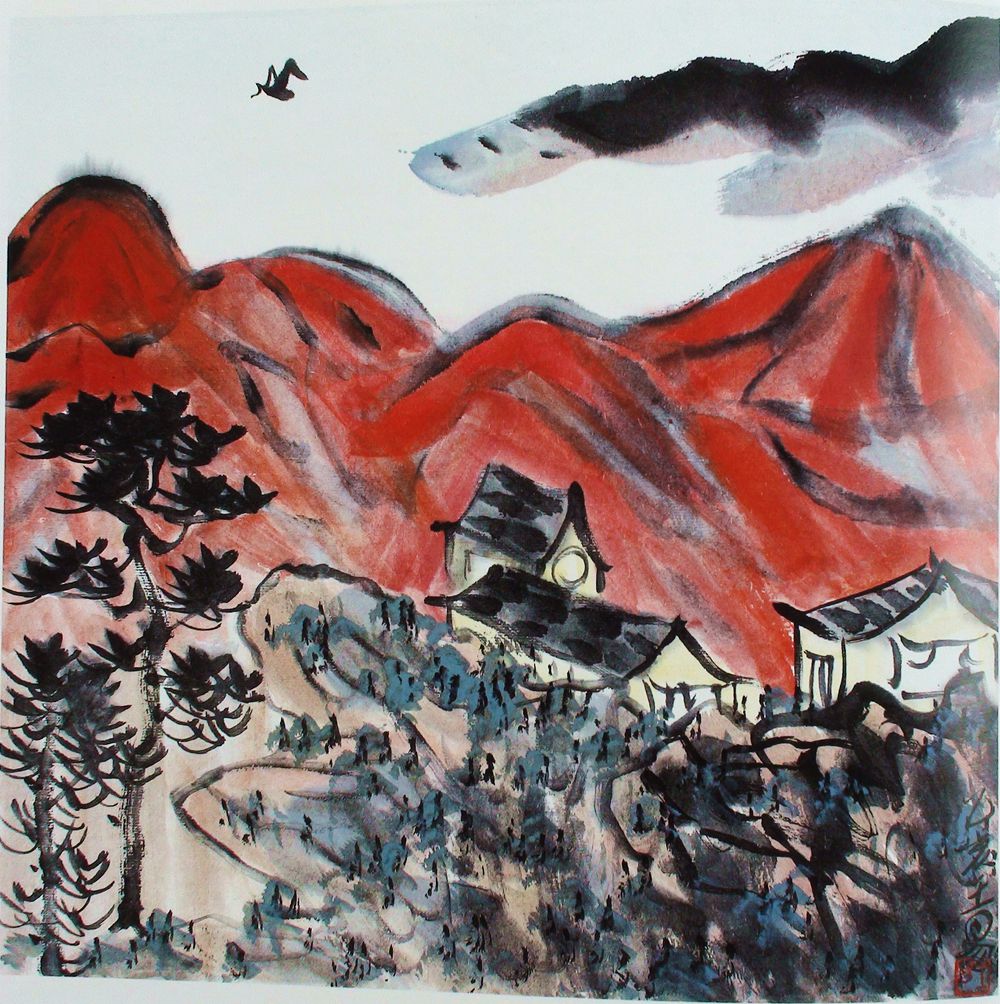 1995 <红色山水>34.5x32cm