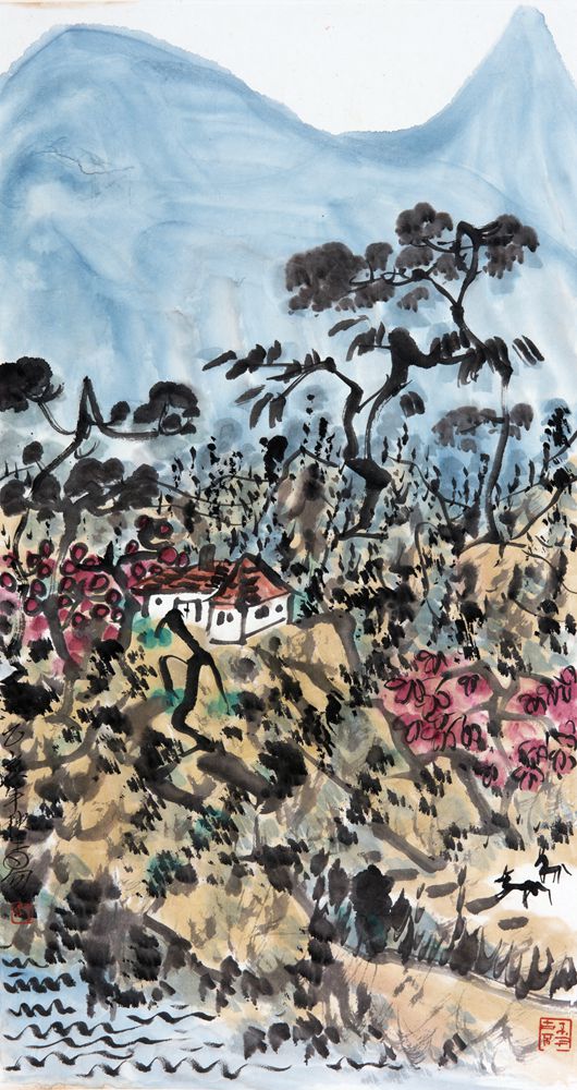 1995《彩墨山水》64x34cm