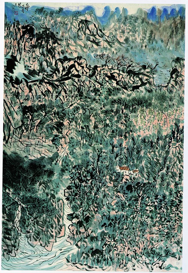 1999  《己卯正月写墨彩山水》105×68.5cm
