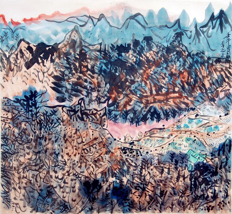 2002 《秋林逸居图》80x90cm