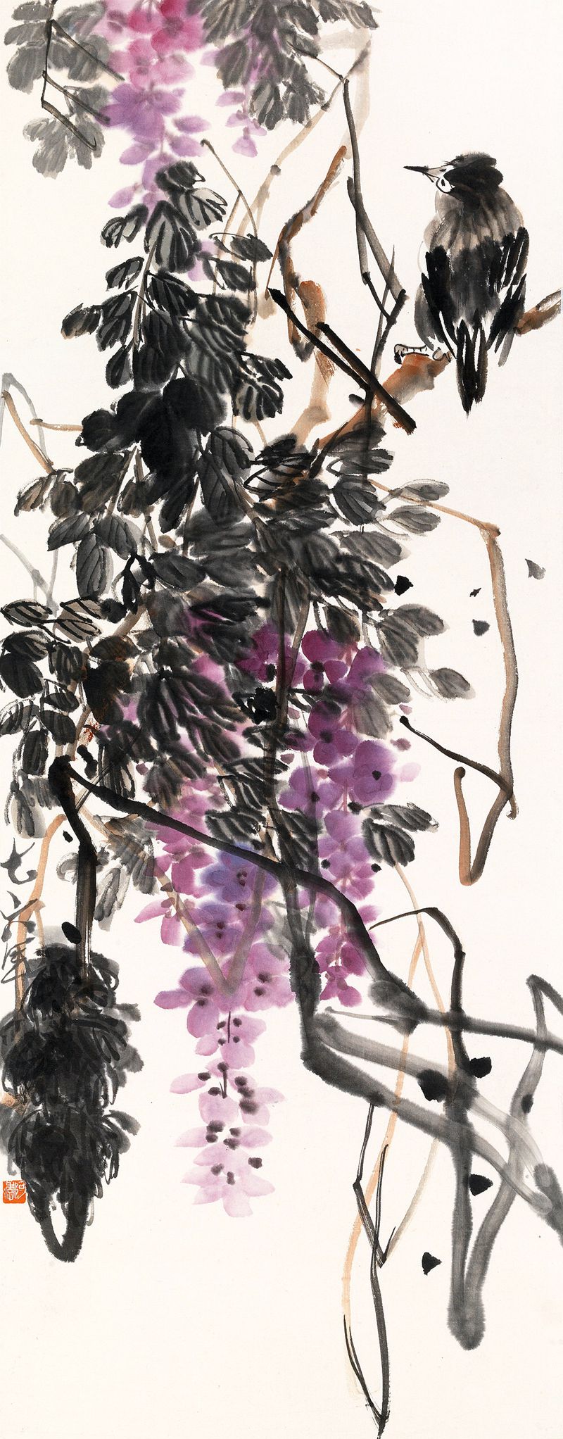1976 《紫藤鸟》34×80cm