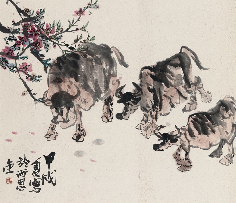1994 《桃花与牛》 ——中国美术馆藏66X76cm