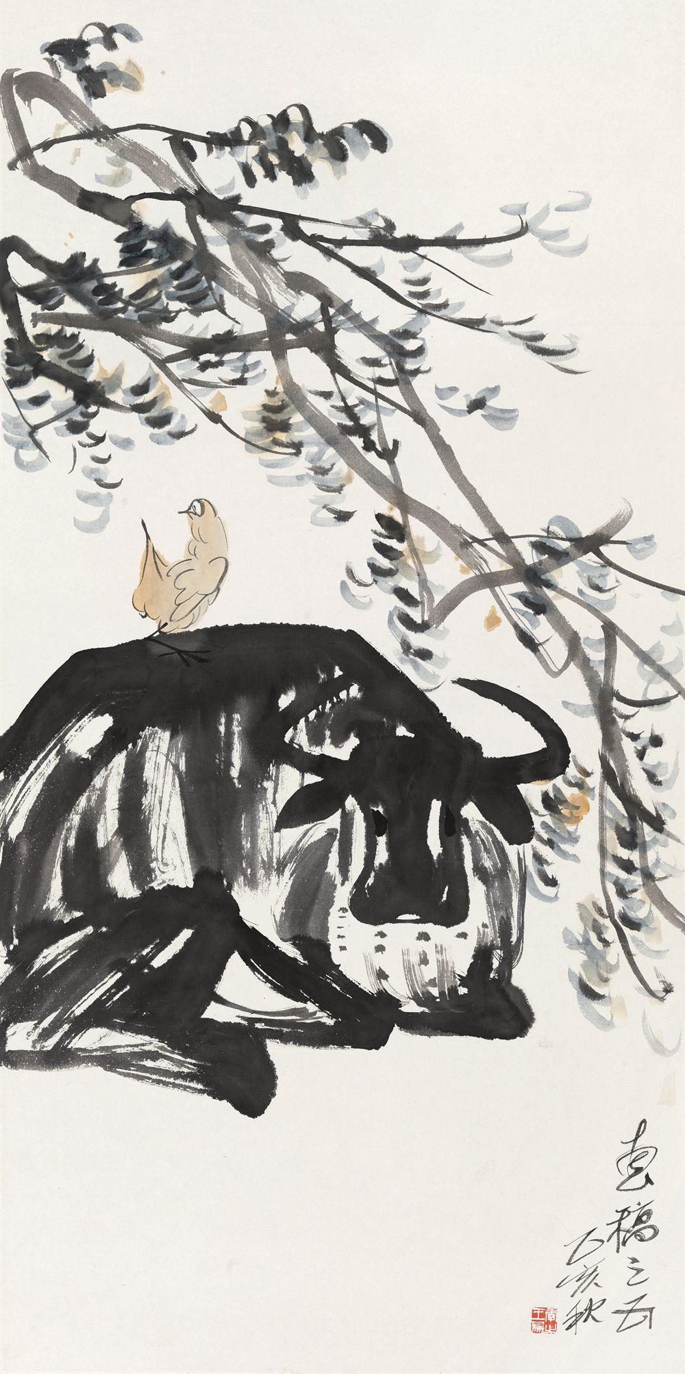 1995 《牛与鸟》 ——中国美术馆藏104X52cm