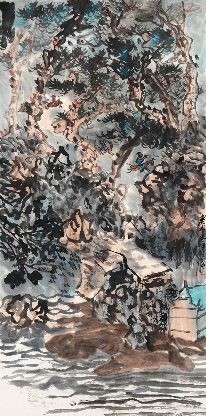 2003 《 林间闲游》 ——中国美术馆藏138×68.5cm